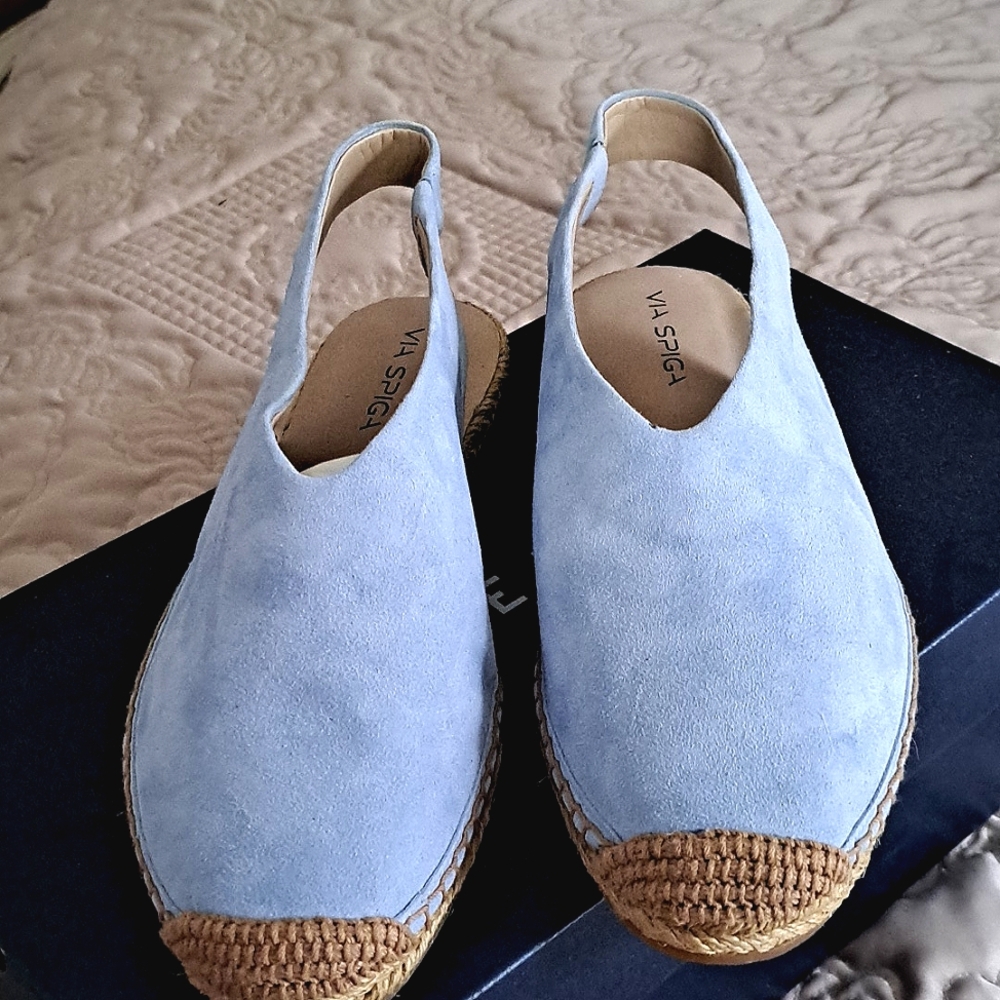 Light blue suede espadrilles
